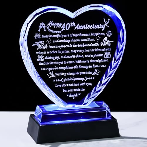Arikyrist 40th Wedding Anniversary Crystal Gifts for Couples, Romantic Heart