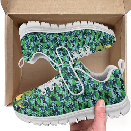 Boys Sneakers Kids Running Shoes Girls Mesh Fitness Shoe Indoor Training Sneaker Lightweight Outdoor Sports Athletic Tennis Shoes for Little Kid White Sole Dinosaur Camouflage Pattern2