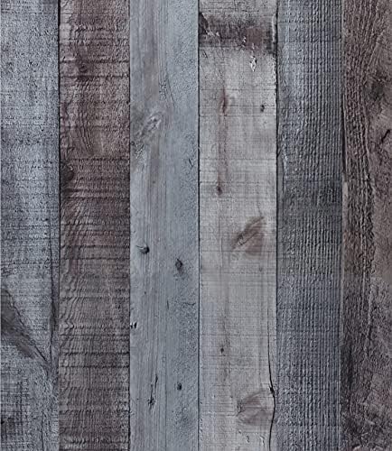 SECOCTSR Gray-Brown Wood Peel and Stick Wallpaper Rustic Wood Wallpaper 17.7”x118”Faux Wood Plank Grain Contact Paper Self Adhesive Removable Gray Purple Decorative Shelf Liners Paper for Home Use