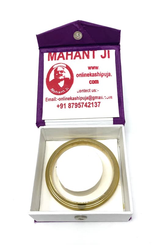 Image of Pure Brass Gold Plated Thick Punjabi Kada For Men In Regular Size With Certificate (Thickness 8 To 10 MM, Inner Diameter 6.7 CM)