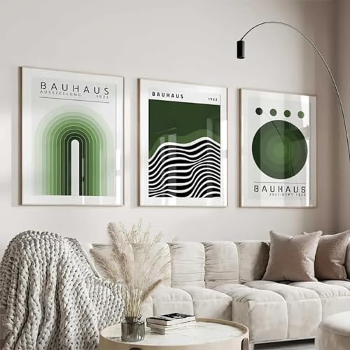 Tableau abstrait Bauhaus vert 50x70 cm affiche géométrique pour salon