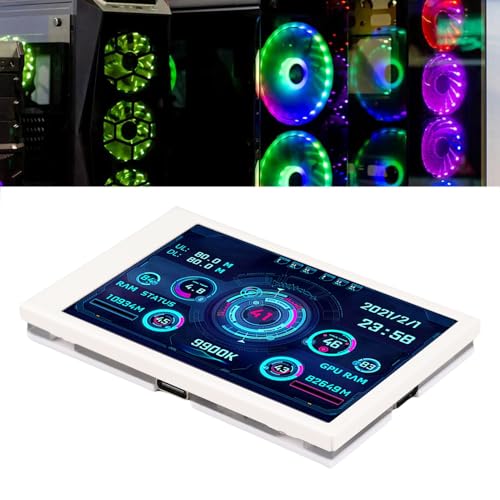 Image of ZJchao Pc Temperature Display, 3.5in Computer Temp Monitor Full View Display Computer Temp Monitor Computer Temperature Display with Stand for AIDA64 PC CPU RAM Hard Disk Data