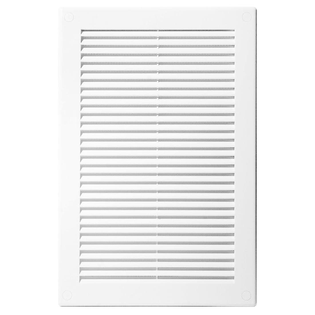 White Louvred Wall Vent Grille with Flyscreen and Screw Caps, 200 x 250 mm, Air Ventilation Duct Cover with Anti-Insect Mesh and Flat Back, Tough and Durable ABS Plastic