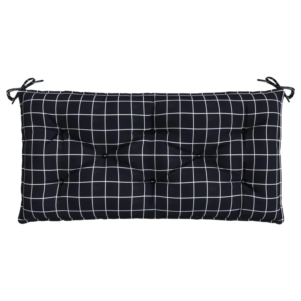 Cuscino per Panca da Giardino 110x50x7 cm Motivo Quadri Nero