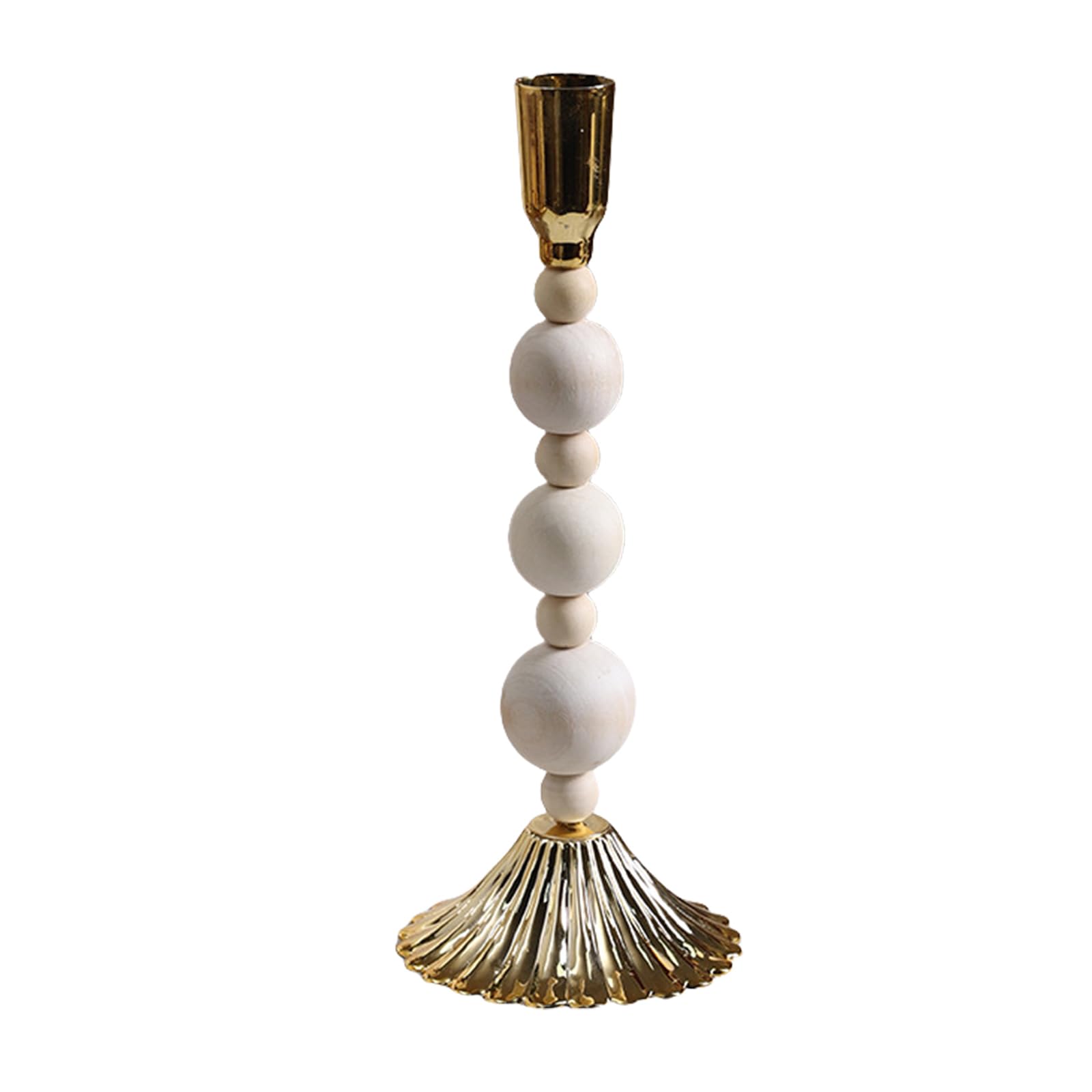Wooden Beads Taper Holder Metal Candlestick Table Centerpieces Stand for Weddings Party Decoration Holder