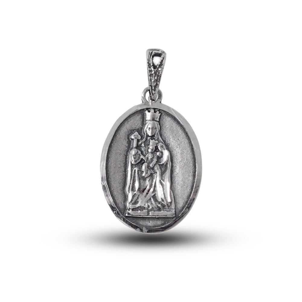 Virgen de la Victoria Medalla Plata Ley 925m maciza 20mm. patrona de Málaga grabación incluida - Personalizable - GRABACIÓN INCLUIDA EN EL PRECIO