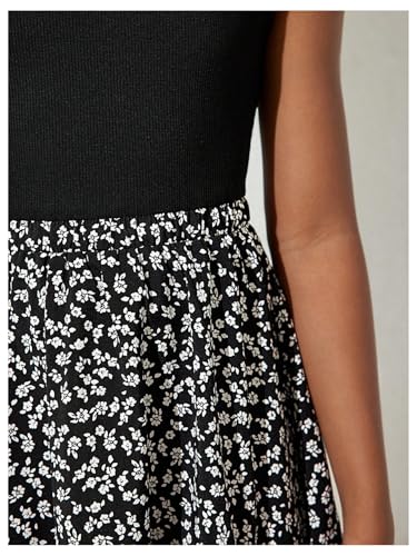 Floerns Girl's Floral Patchwork A Line Tank Dress Square Neck Sleeveless Short Dresses4