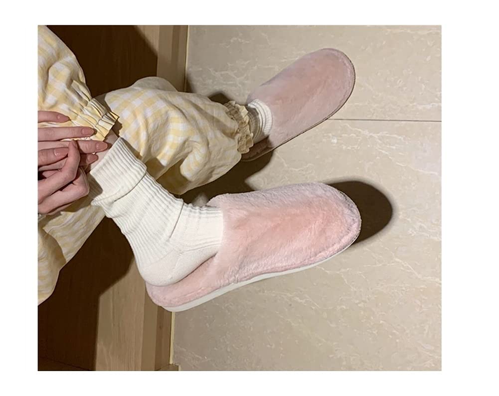 QUNINE Zapatillas de Invierno de poliéster para Mujer, Zapatos Suaves y cálidos para el hogar, Zapatillas de casa peludas Antideslizantes para Dormitorio Interior de niña (Rosa 36/37 EU)