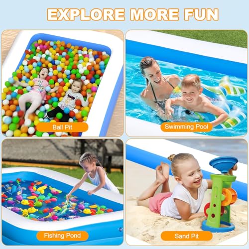 Image of Asunby Large Inflatable Pool for Adults, 120 inch X 72 inch X 22 inch Blow-up Pools Swimming Pool, 2025 Upgraded Extra Oversized Thickened Family Pools for Backyard (with Air Pump)
