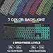 Soueto Wireless Keyboard with 7-Color RGB Backlit, Full-Size Computer Keyboard with Phone Tablet Holder, 2.4G Rechargeable Gaming Keyboard with Light Up Keys, Compatible with Mac, Windows (Black)