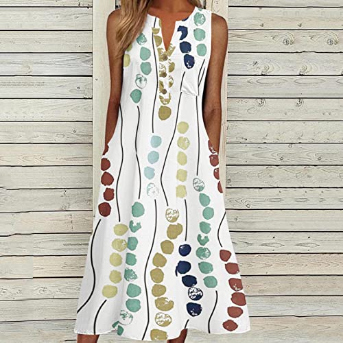 INNOVIERA Vestidos de verão para praia, vestido longo feminino sem mangas plus size maxi praia boho
