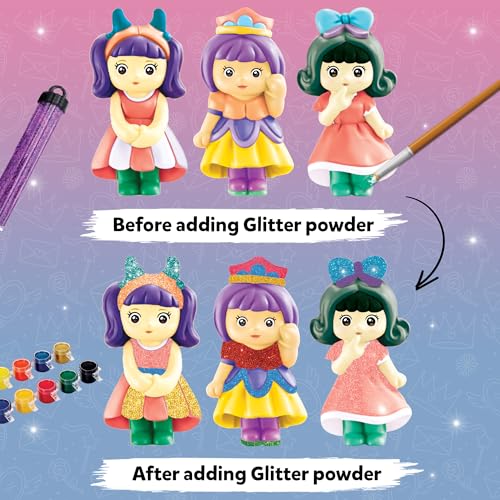 Image of Little Berry DIY Art and Craft Items | Mould & Paint Princess Craft Set | Make 6 Glitter Fridge Magnets | Fun Art & Craft Kit for Girls & Boys 3-10 Years | DIY Crafting Toys & Gifts for Children
