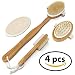 BEST DEAL Dry Brush Set for Dry Skin Brushing & Exfoliating - Premium Bamboo Bath & Shower Brush w/ 100% Boar Hair, Cellulite Massager, Foot Pumice Stone Brush by NUVA SPA