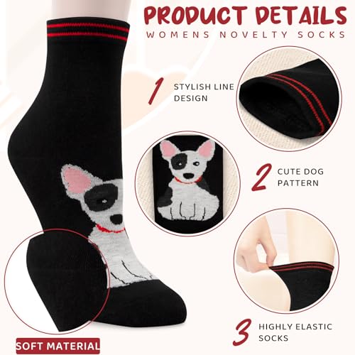 Image of Chalier 5 Pairs Socks for Women, Fun Cat Dog Animal Funny Socks Gifts