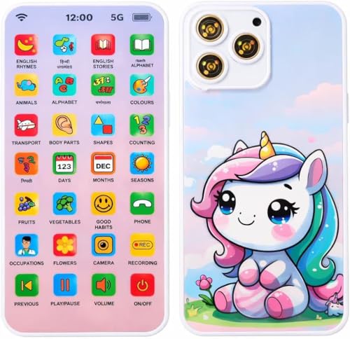 Image of VEROZA MART Educational Phone Toy for 2-12 Years Kids Rechargeable 24 Modes Talking Baby Smart Phone Mobile Toy for Boys Girls Christmas Gift Birthday Surprise (Multi-Language)