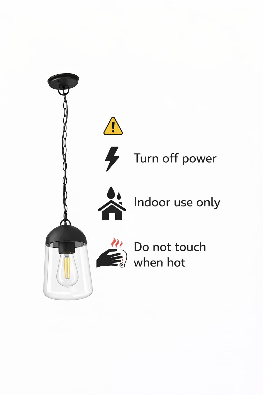 wonderlamp W-T000056 Lampe suspendue d'extérieur pour jardin, hauteur réglable, noir anthracite, ampoule E27