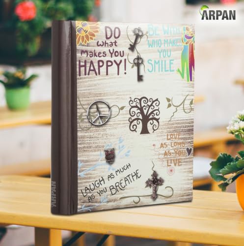 Arpan Fotoalbum, groß, selbstklebend, Motiv „Life Inspirational Slogans“, 24.5 cm x 2.5 cm x 29 cm, cremefarben – Ansicht 2