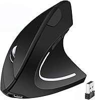Vista 7 de Ratón vertical ergonómico, inalámbrico 2.4G de alta precisión recargable ergonómico ratón óptico con DPI ajustable 800/1200/1600, reduce la tensión