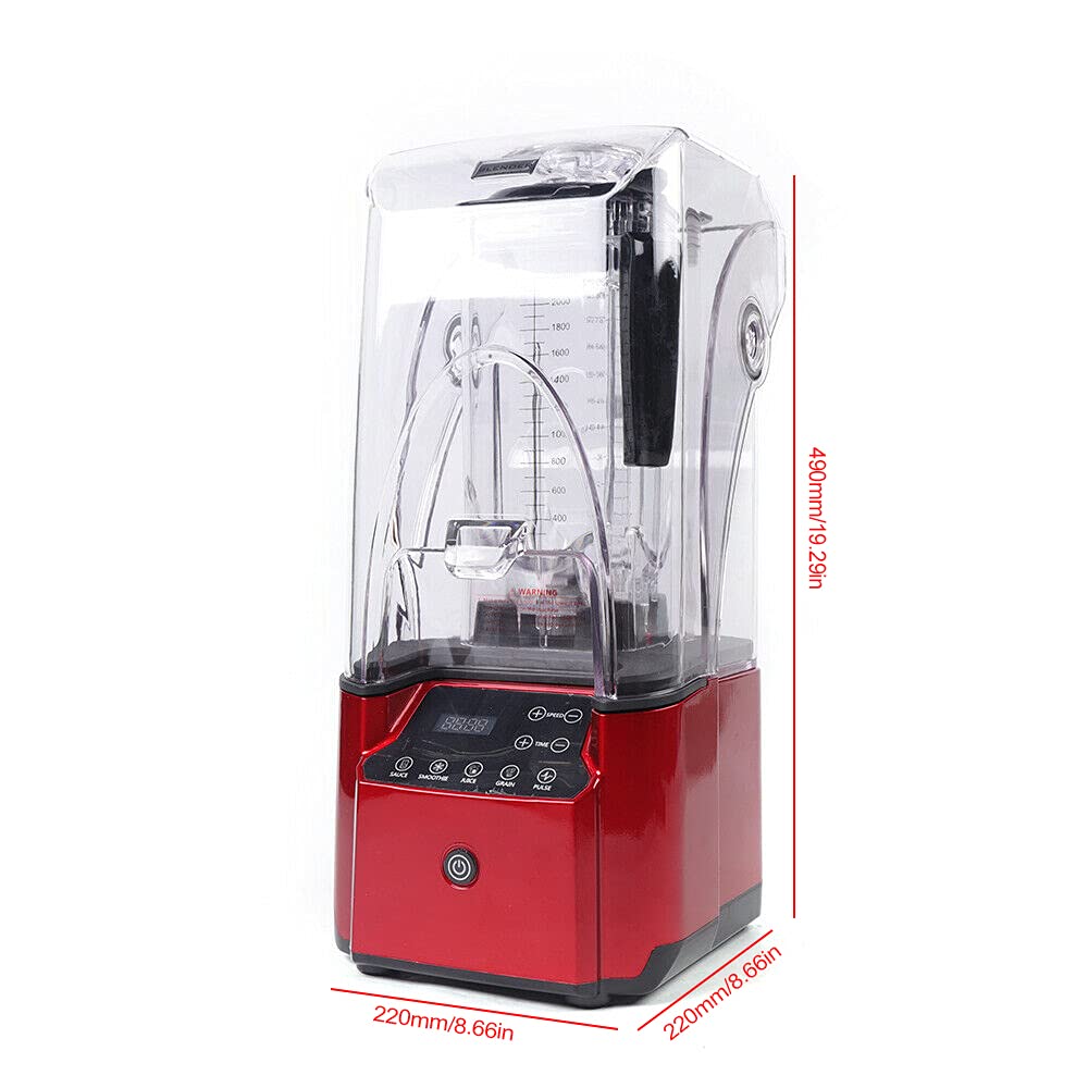 Mikser stojący, mikser do smoothie, blender szklany, wydajny mikser z osłoną dźwiękoszczelną | 2200 W profesjonalny blender do smoothie, lodów, sosów