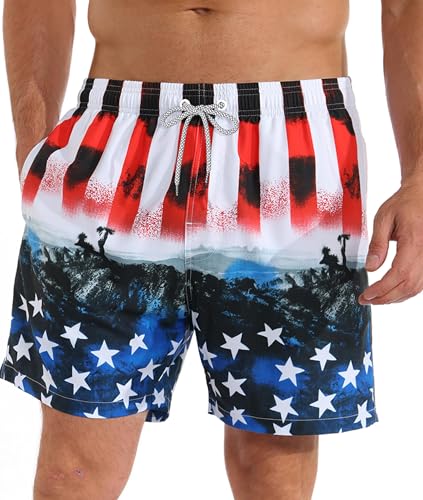 Image of APTRO Men's Swim Trunks with Compression Liner 5 Inch Bathing Suit Beach Swimsuits