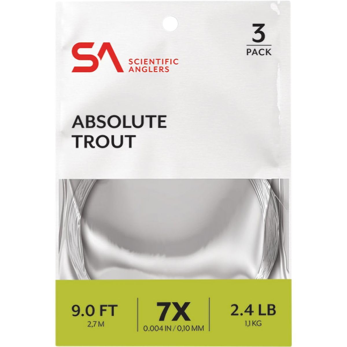 Scientific Anglers Absolute Trout - 9' - 3 Pack, Clear, 6X