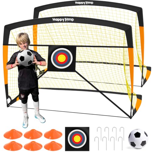 Image of Happy Jump Kids Backyard Soccer Goals 7x5 & 5x3.6 FT, Portable Outdoor Play