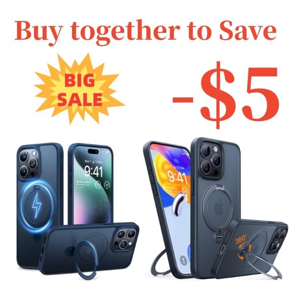 TORRAS Lstand & 360° Ostand Spin Case for iPhone 15 Pro