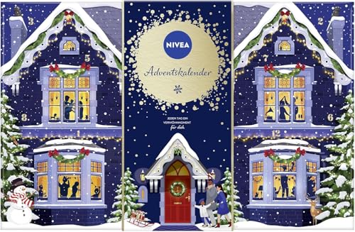 NIVEA Adventskalender 2025 Frauen - Wert 150 €, Beauty Kosmetik Advent Kalender, 24 Geschenke, Pflege Weihnachtskalender Frau, Adventkalender Damen, inkl. JUNG Cosmo Spray 100ml