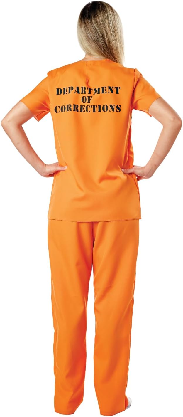 Seasons Women's Prisoner Halloween Costume, Adult Inmate Outfit Orange - Image 3