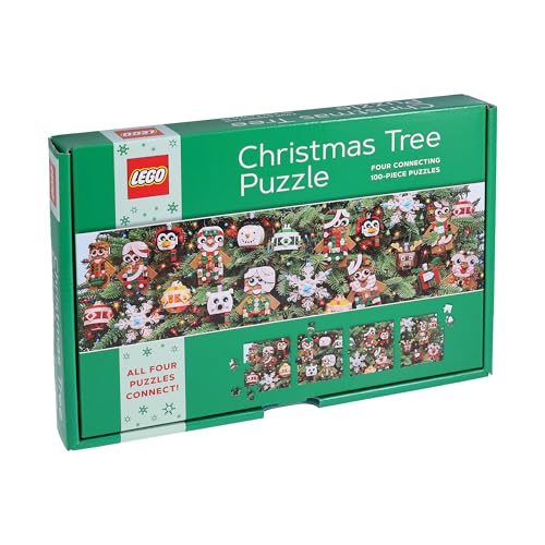 Lego Christmas Tree Puzzle | Four Connecting 100-Piece Jigsaw Puzzles