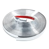Rebvugr 25FT Automotive Chrome Trim Molding, Chrome Tape, 1/2 Inch Wide Universal Bumper Window Door Body Side Decorative Strip Scratch-Proof, Silver Automotive Trim Adhesive Strap for Most Vehicles