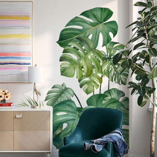 Vinilo decorativo de pared 3D hojas Monstera 30x90 cm miniatura 4