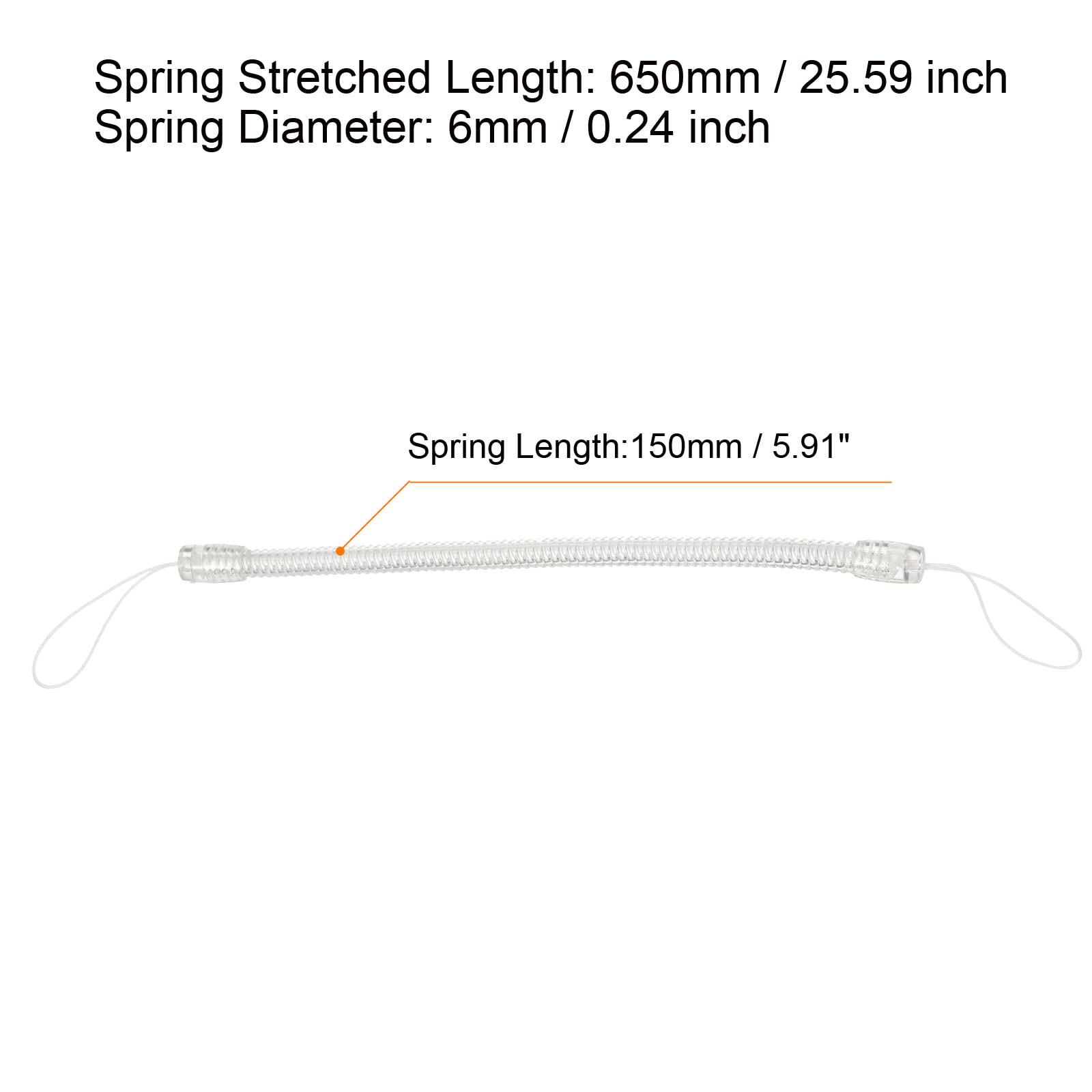 PATIKIL Retractable Spring Coil Strap 6", 5 Pack Plastic Spiral Stretchy Key Holder Stylus Lanyard Cord, Clear - Image 2