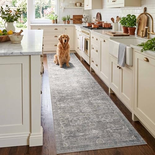 Rugxara 2x10 Washable Runner Rug for Hallway Kitchen Entryway, Taupe/Grey