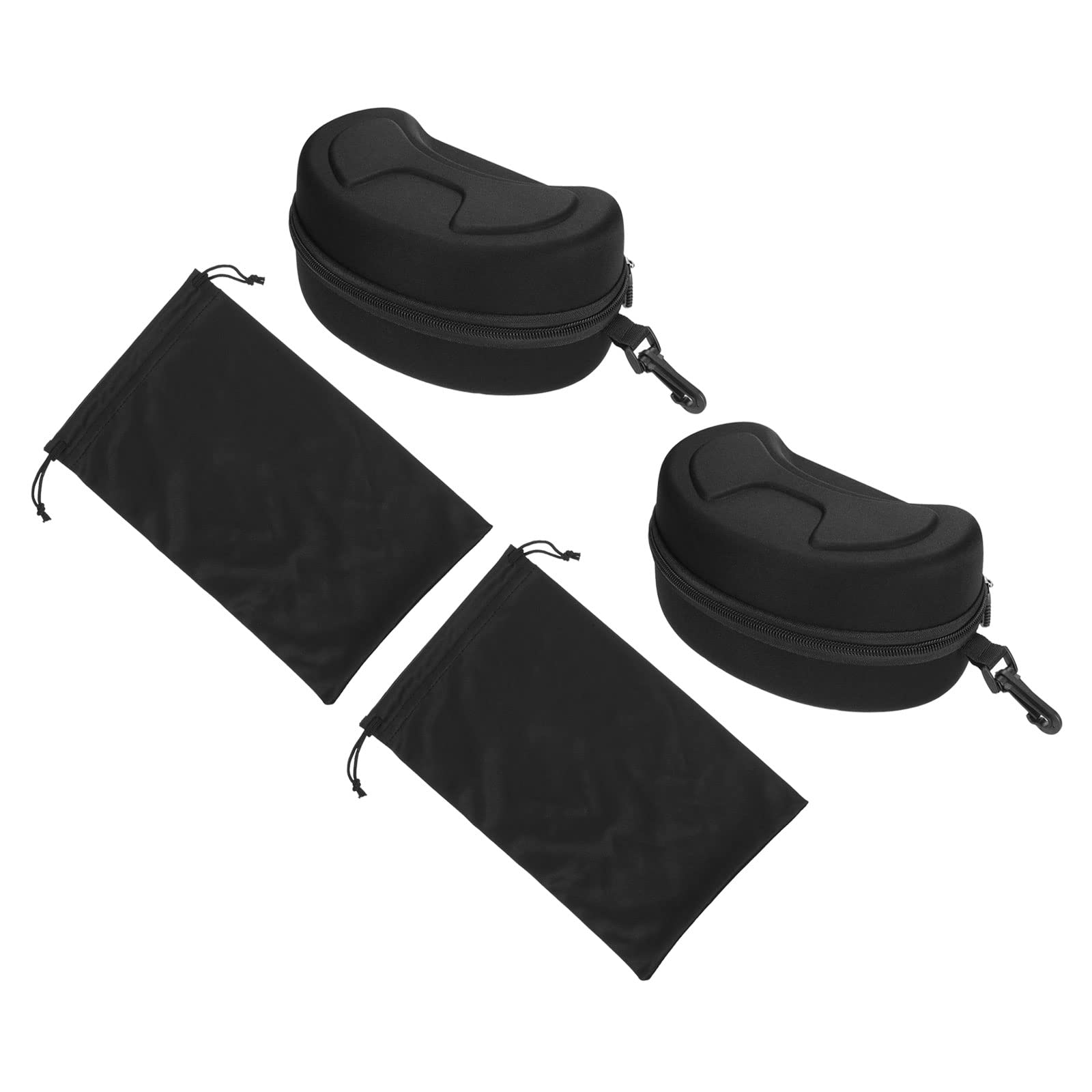 PATIKIL Snow Goggle Bag & Box, 2 Pack EVA Glass Case with 2 Microfiber Ski Goggles Pouch for Eyeglass Sunglasses Black (210 * 110 * 90mm