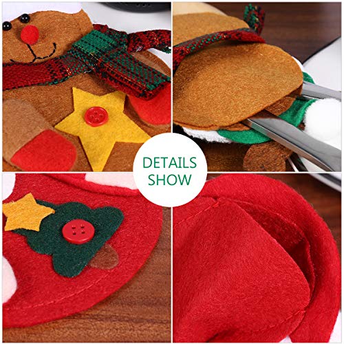 TINKSKY Kitchen Suit Porta-prata, bolsos, faca de garfo, boneco de neve, Papai Noel, alce, decoração