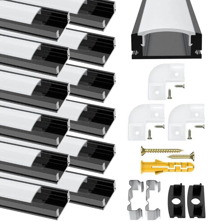Buy LED Strip Profile, 12Pack LED Aluminum Channel 3.3ft/1Meter Black U