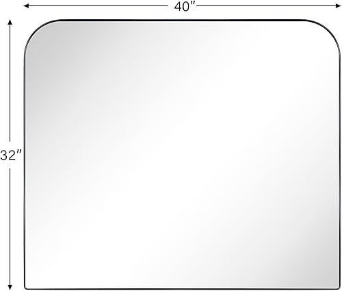 Miniatura 6 de Espejo grande de 32 x 40 pulgadas, color negro mate, espejo de esquina redondeada para baño, sala de estar o tocador