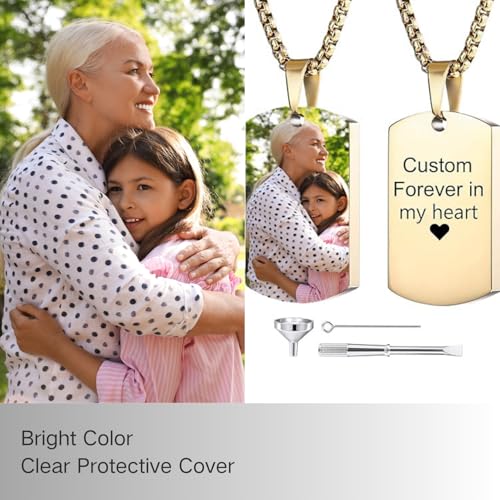 Personalized Ashes Necklace for Men Women Pet Custom Photo Text Urn Necklace Customized Engraving Holder Memorial Cremation Jewelry Keepsake Memorial Gifts2