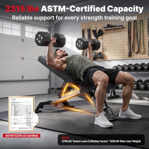 Image of YOLEO Commercial Adjustable Weight Bench 2315LB ASTM Certified - 80% Pre-Assembled Heavy Duty Workout Bench for Home Gym