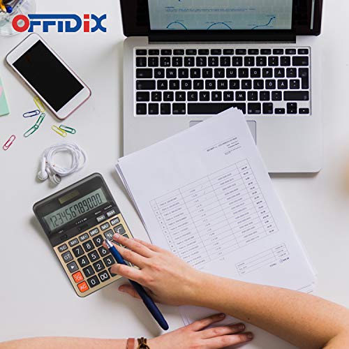 OFFIDIX Office Desktop Calculator, Large Key Calculators, Solar and Battery Dual Power Electronic Calculator Portable 12 Digit Large LCD Display Calculator - Image 6