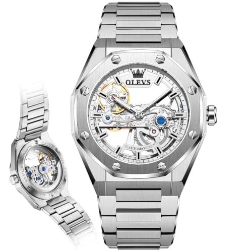 Image of OLEVS Watches for Men Automatic Skeleton Original Luxury Waterproof Watch