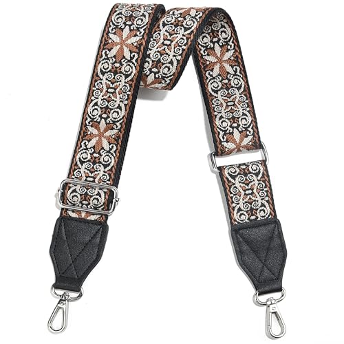 Image of Purse Strap,1.5 inch Leather End Shoulder Strap Adjustable Replacement,Retro Multi-Pattern Crossbody Bag Straps