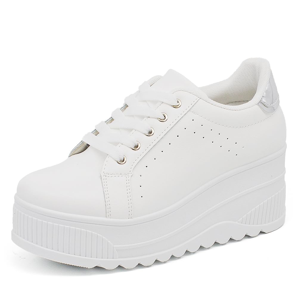 IF900-1 - Zapatillas deportivas para mujer, estilo casual, plataforma alta, color blanco