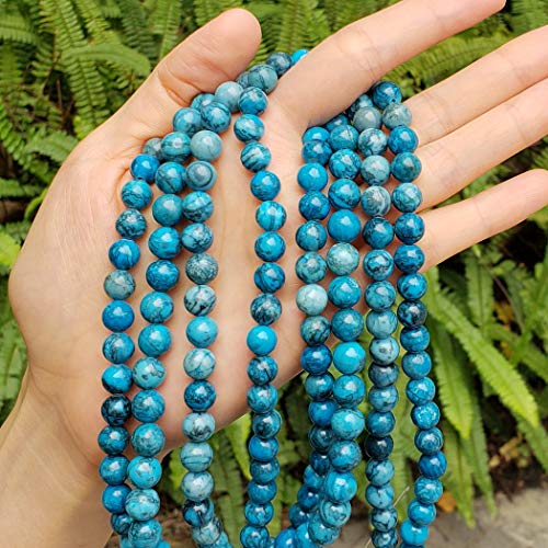 1 Strand Top Quality Natural Blue Lace Jasper Gemstone 10mm Round Loose Stone Beads (~ 34-37pcs) for Jewelry Craft Making GF31-10 - Thumbnail 4