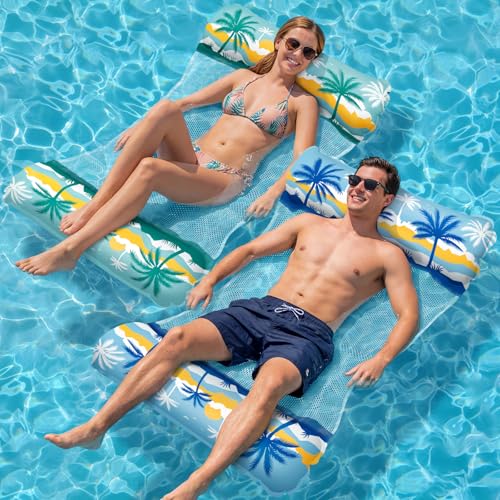 Elidepe Materassino Mare, Amaca Galleggiante 2 Pezzi, Materassino Gonfiabile Mare 4 In 1, Materassino Piscina XL, Amaca Gonfiabile Piscina Poltrona Galleggiante Piscina (Palma da cocco)