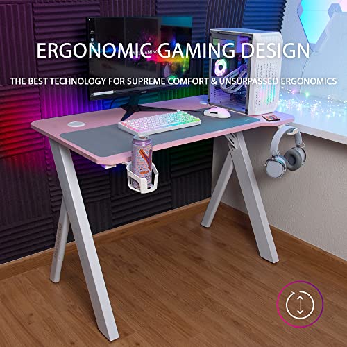 MARSGAMING Mars Gaming MGDXLRGB, Ergonomischer RGB Gaming Tisch, Headset+Flaschenständer, 160x60cm, Schwarz