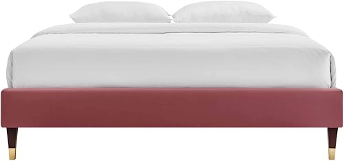 Miniatura 47 de Modway MOD-6271-WHI Harlow - Marco de cama con plataforma de terciopelo de alto rendimiento, color blanco Blanco,Carbón vegetal,Rosa (Dusty