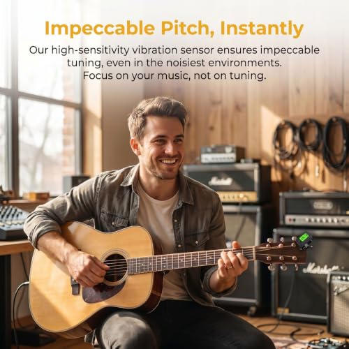 Image of Guitar Tuner Clip On Ukulele Tuners for All Instruments Guitar Bass Ukulele Violin banjo (Tuner 1 Pack)