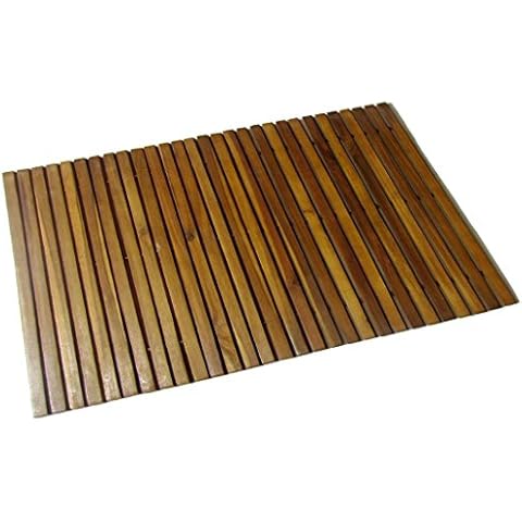 vidaXL Holz Badematte 80x50cm Badteppich Badvorleger Fußmatte Duschvorleger Cover